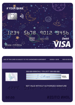 Editable creative space universal visa card Templates