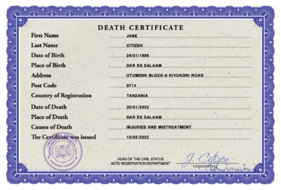 Customizable Death Solutions Universal Death Certificate PSD Templates