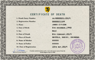 Customizable Deathprism Universal Death Certificate PSD Templates