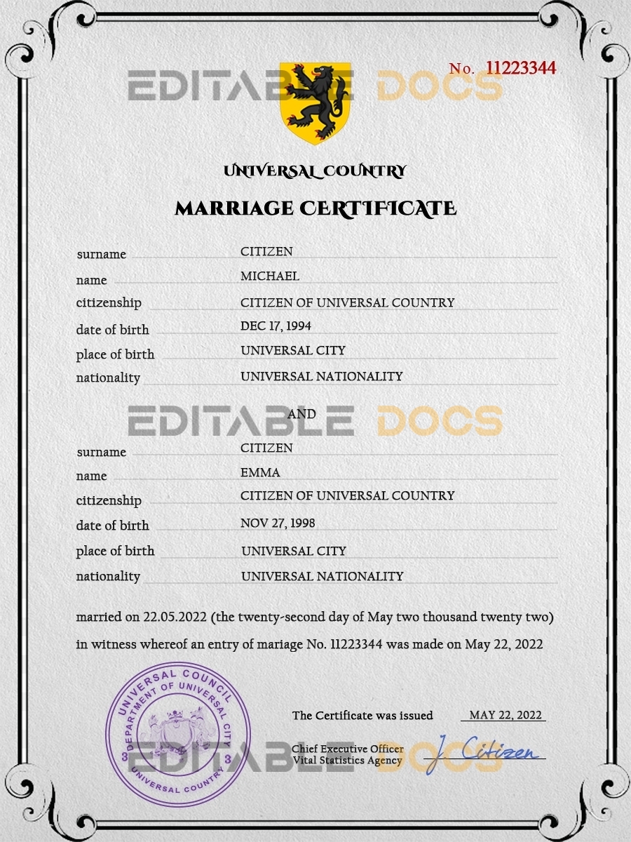 destiny universal Marriage Certificate | Editable PSD Templates