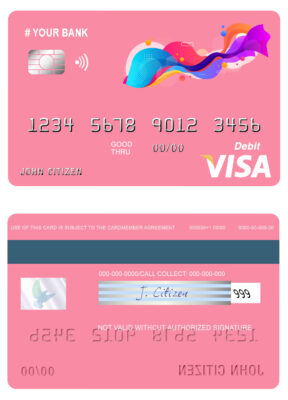 Fillable draw colorful universal visa card Templates