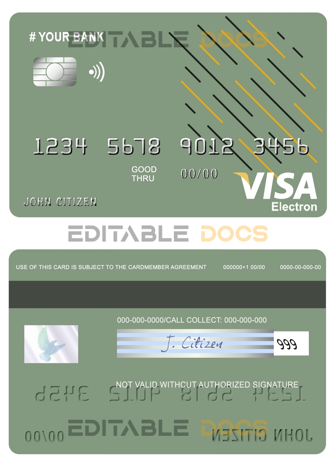 Fillable energy line universal visa electron card Templates | Layer-Based PSD