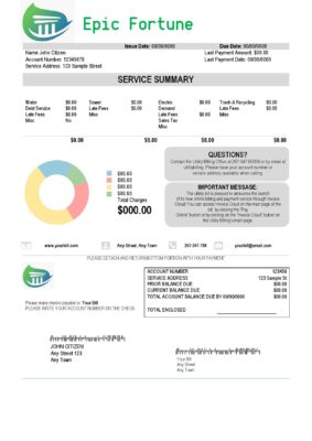 epic fortune universal multipurpose utility bill template in Word and PDF format