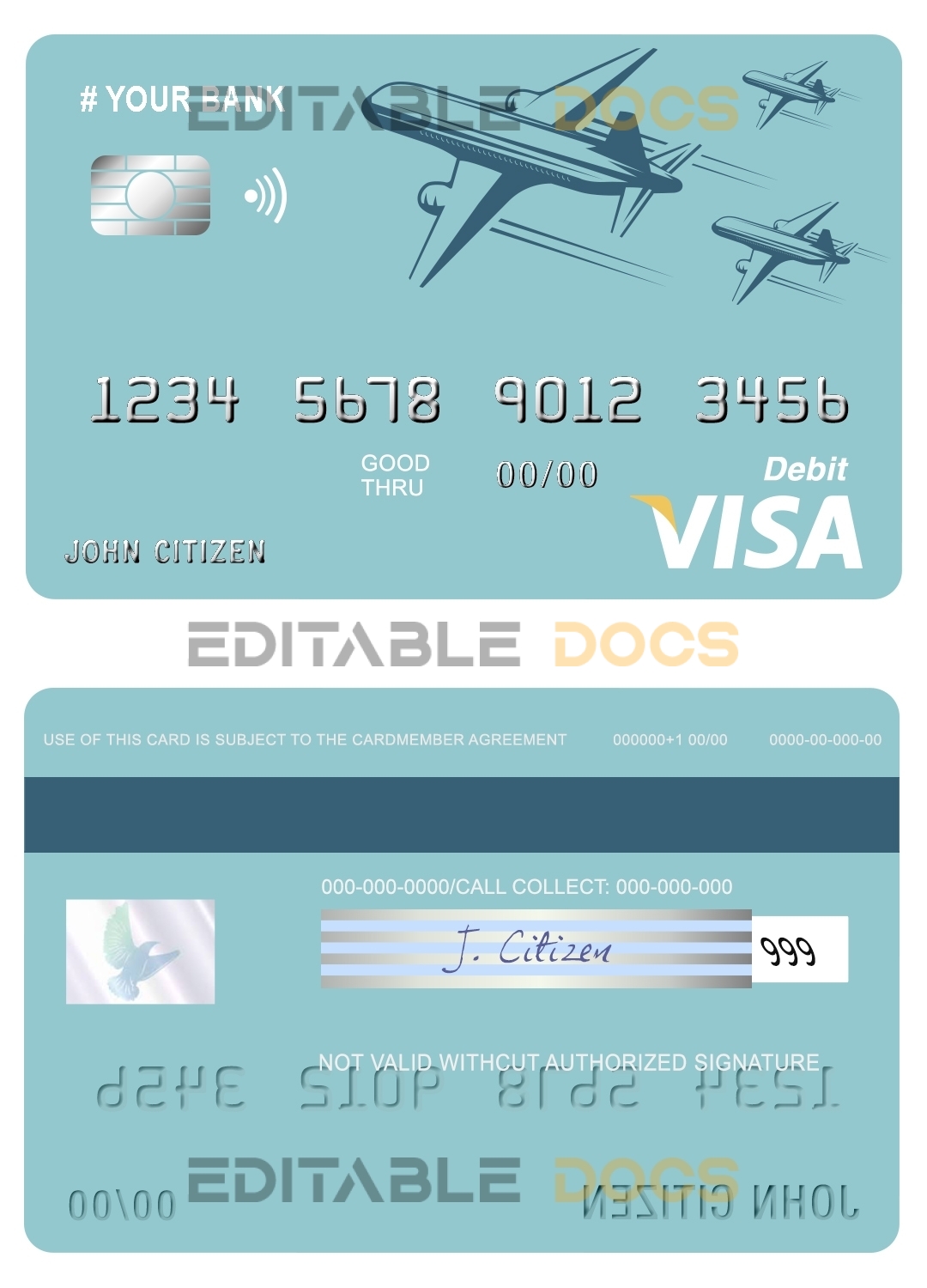 Editable finesse ship universal visa card Templates in PSD Format