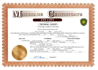 forever universal Marriage Certificate