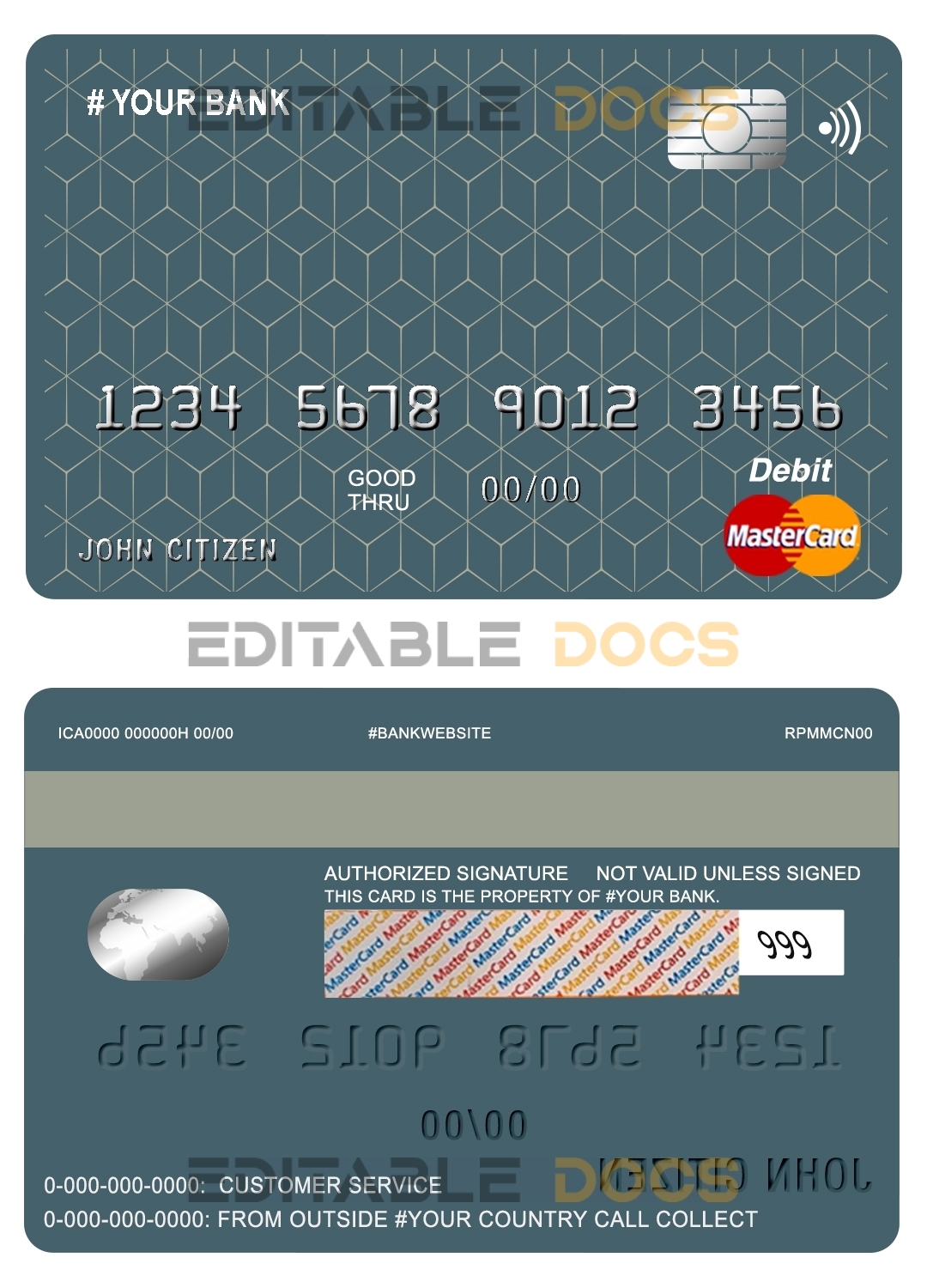 Editable geometric simple universal multipurpose bank mastercard debit credit card Templates in PSD Format
