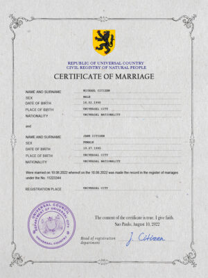 gloss universal Marriage Certificate psd