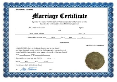 happy universal Marriage Certificate