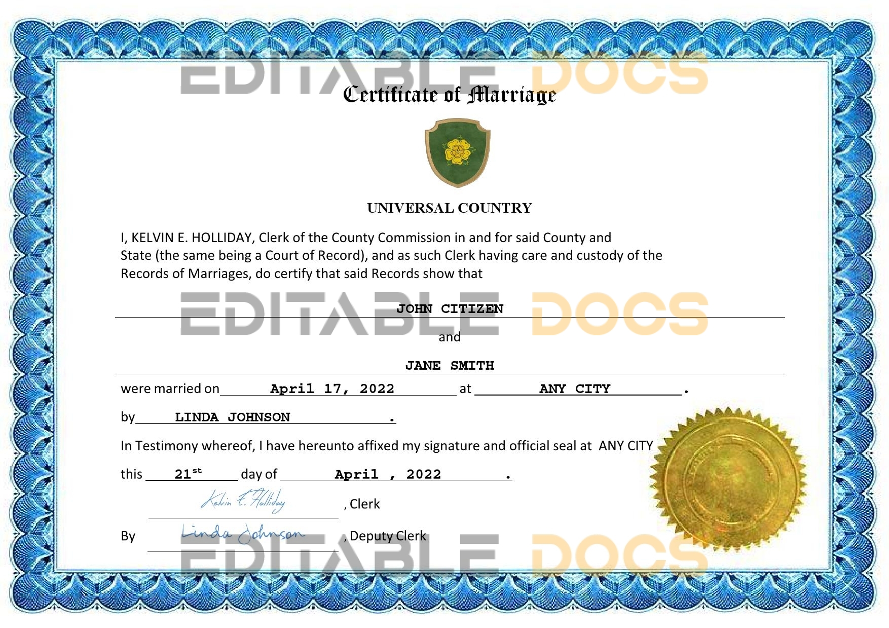 hypnotic Marriage Certificate | Editable PDF Templates
