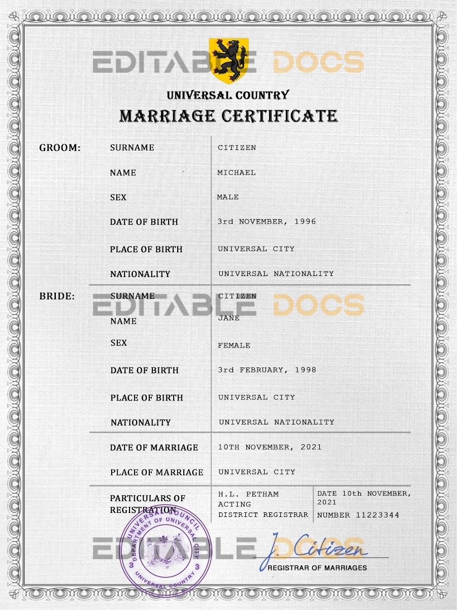 joy universal Marriage Certificate | Editable PSD Templates
