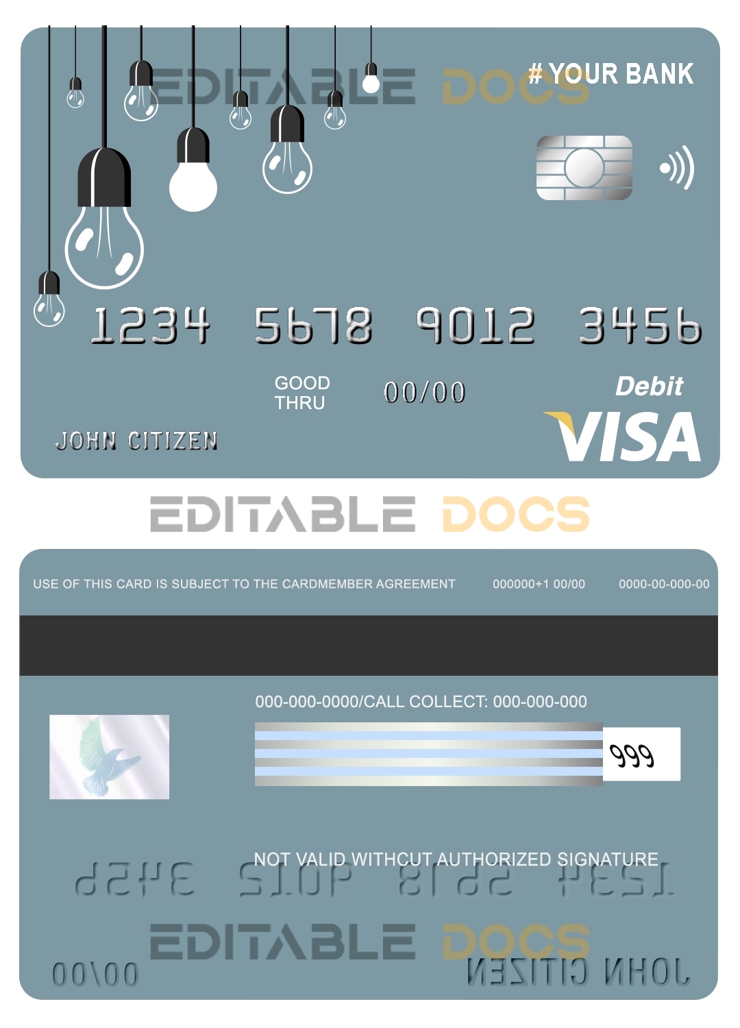 Editable king lamp universal visa card Templates in PSD Format