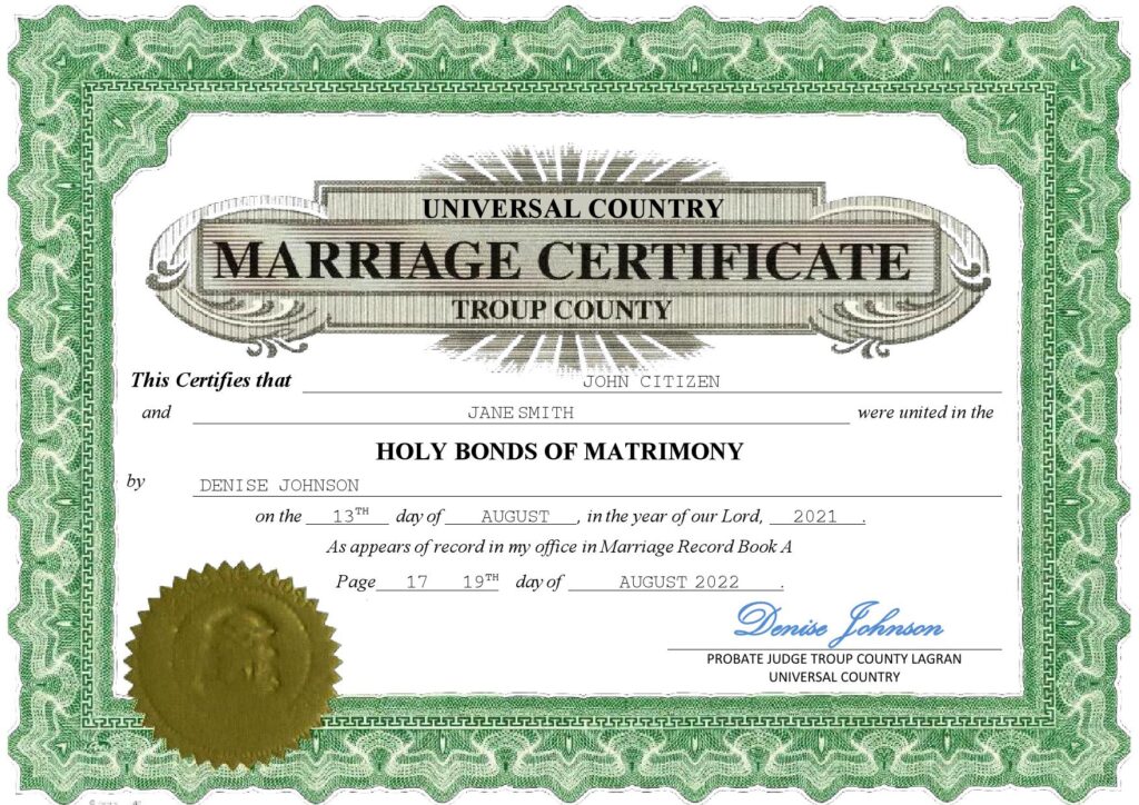 lush design universal Marriage Certificate
