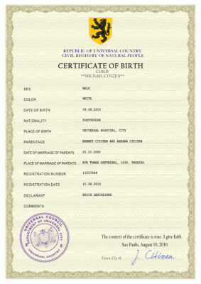 Authentic master accord Birth Certificate PSD Template | Customize and Download Online