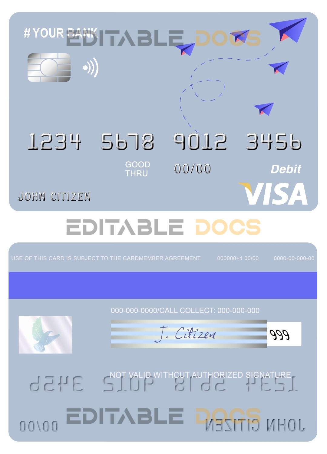 Fillable medium trip universal visa card Templates | Layer-Based PSD