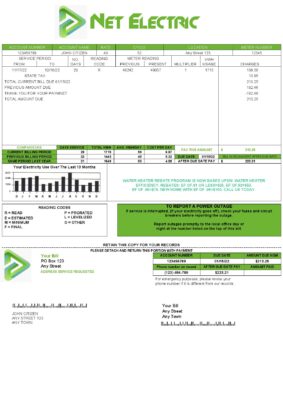 net electric universal multipurpose utility bill template