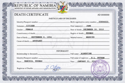 Customizable Of Deluxe Universal Death Certificate PSD Templates