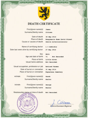 Customizable Point Flow Universal Death Certificate PSD Templates