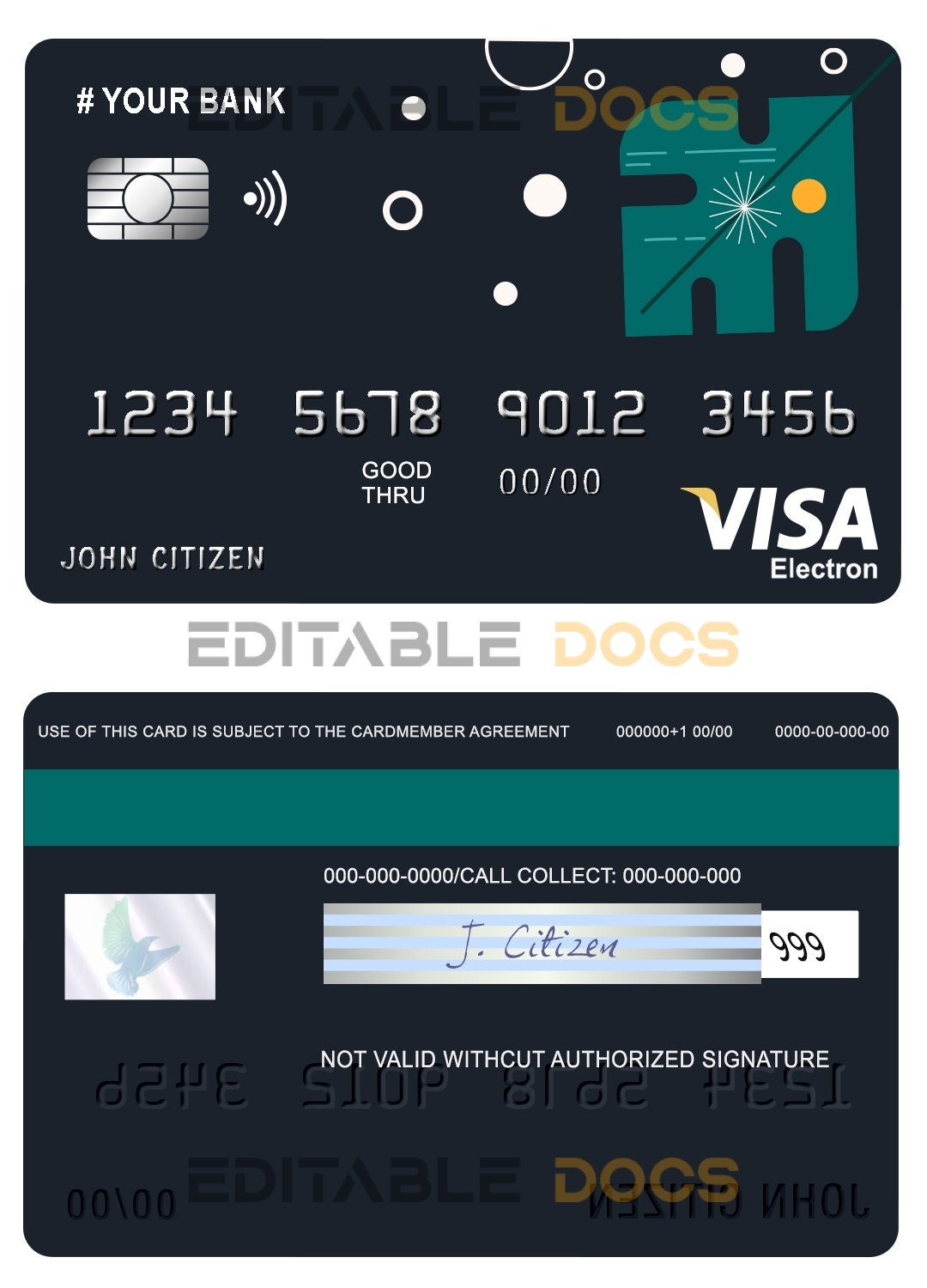 Fillable powder art universal visa electron card Templates | Layer-Based PSD