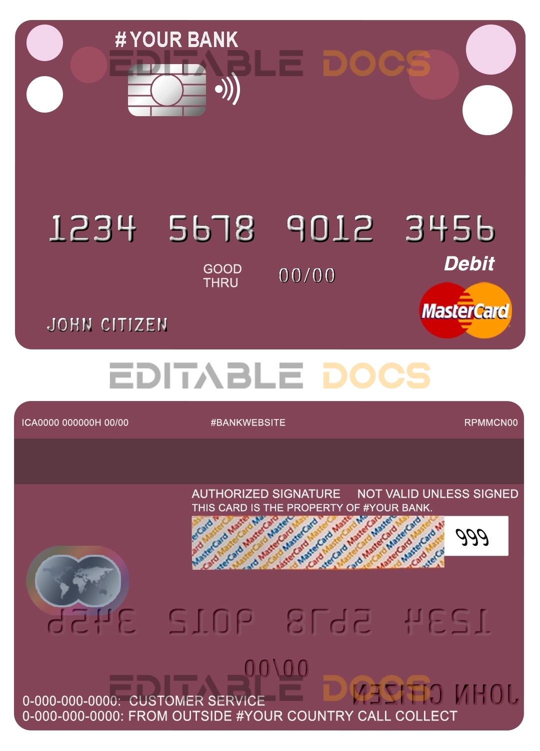 Editable roundara universal master card Templates in PSD Format
