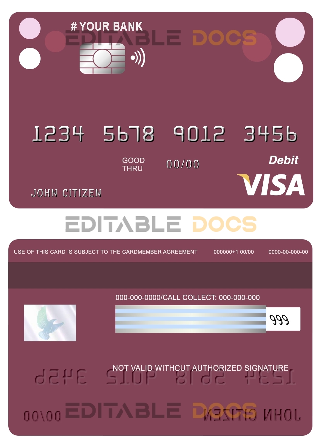 Editable roundara universal visa card Templates in PSD Format
