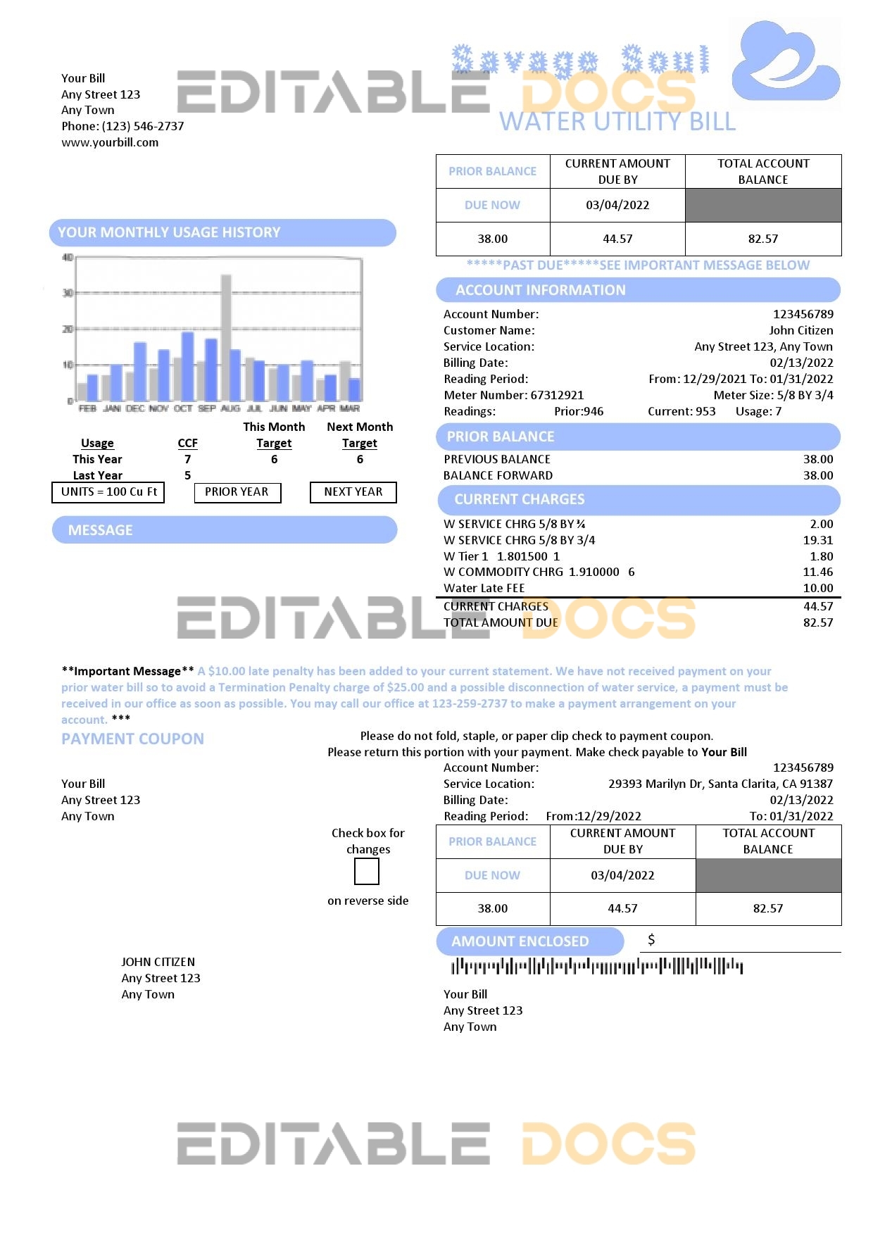 savage soul universal multipurpose utility bill template in Word and PDF format