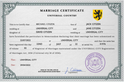 snapshot universal Marriage Certificate