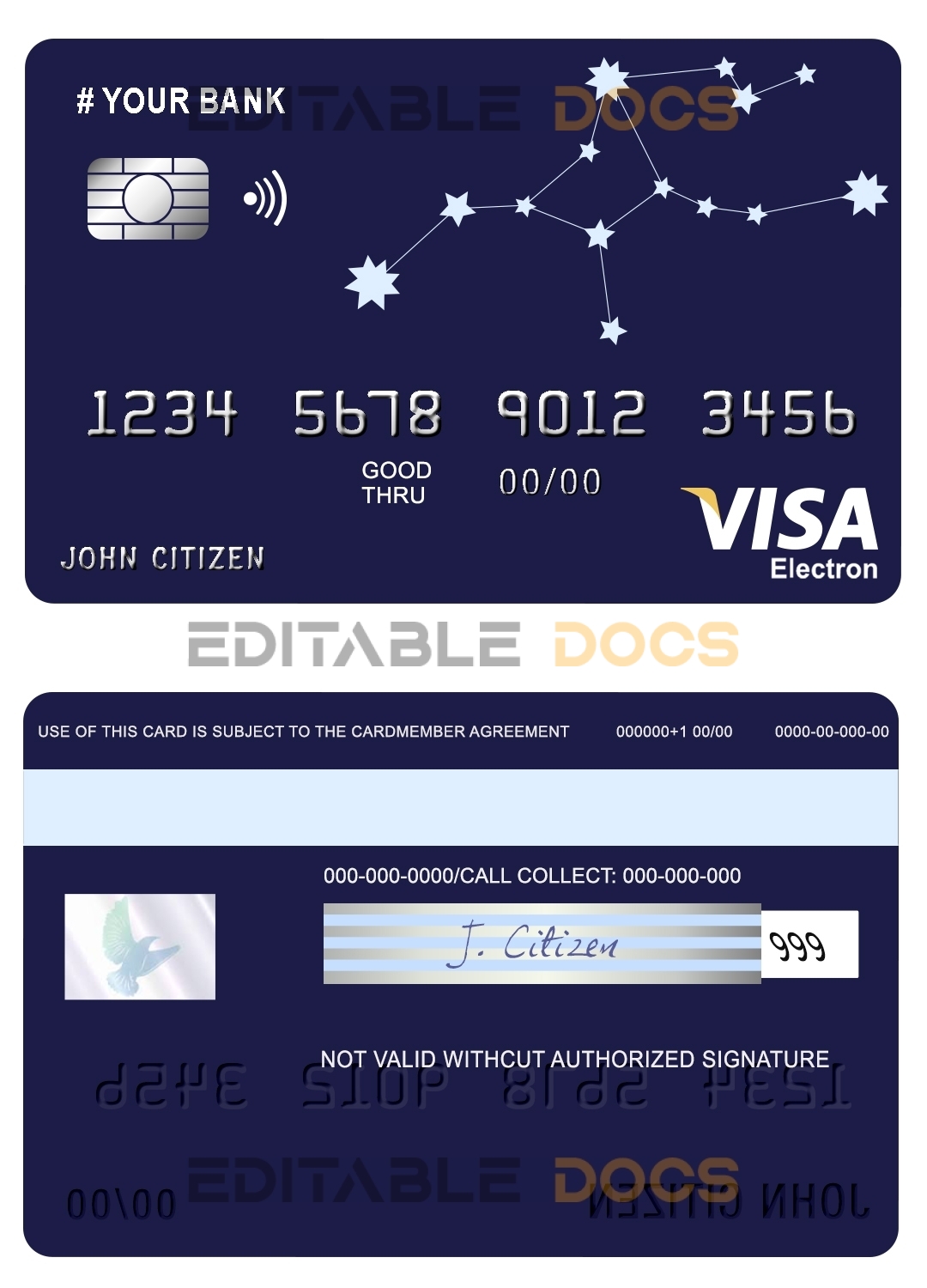 Editable starline astrology universal visa electron card Templates in PSD Format