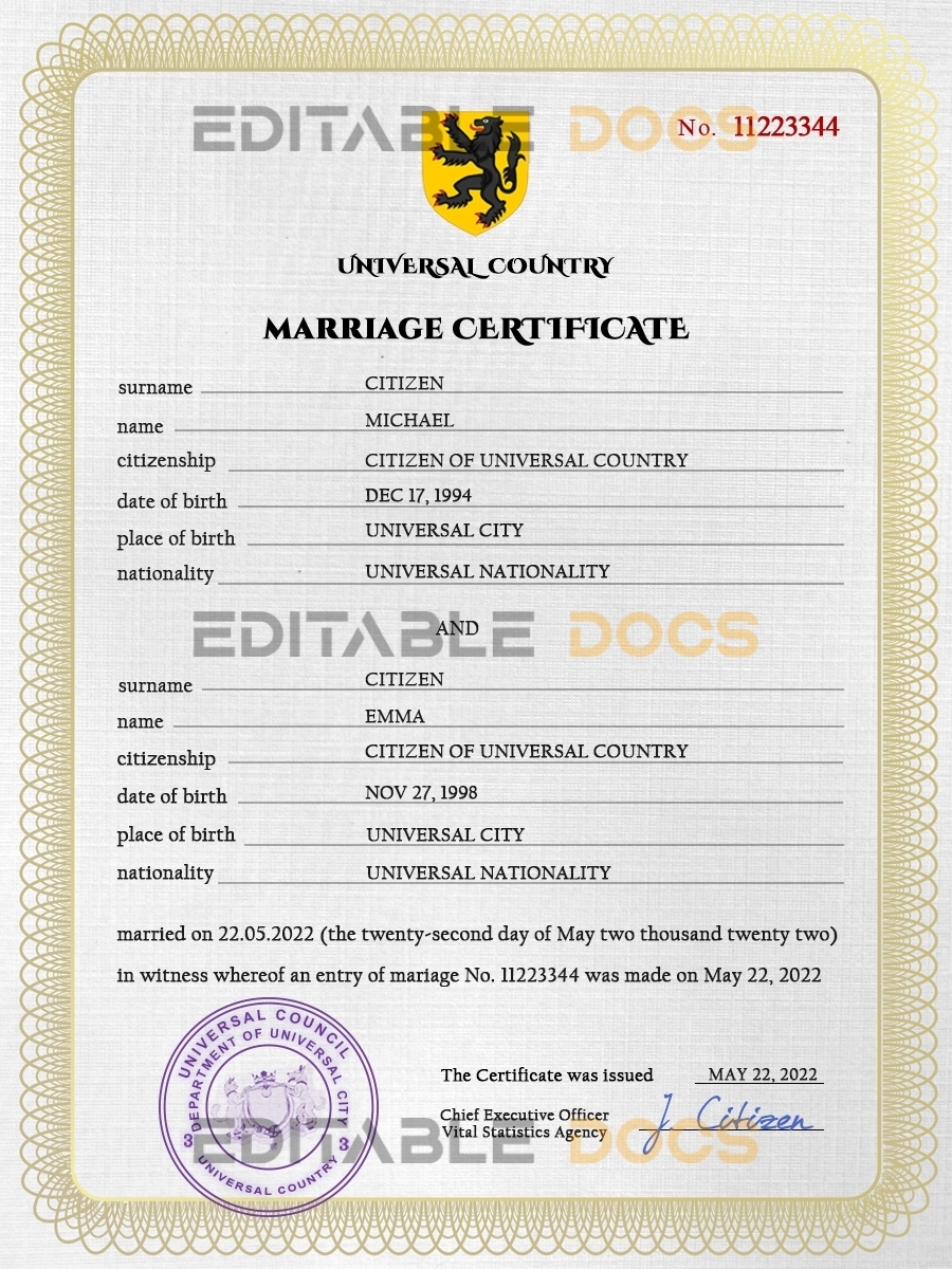 sweet story universal Marriage Certificate | Editable PSD Templates