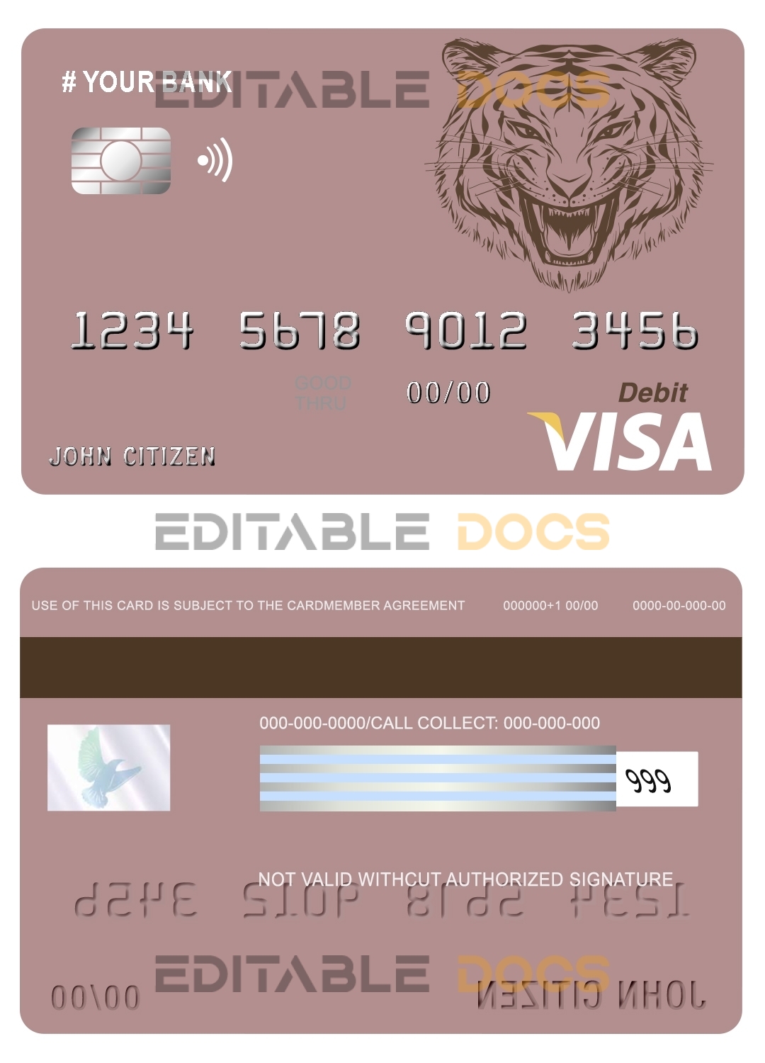 Fillable tigarara universal visa card Templates | Layer-Based PSD