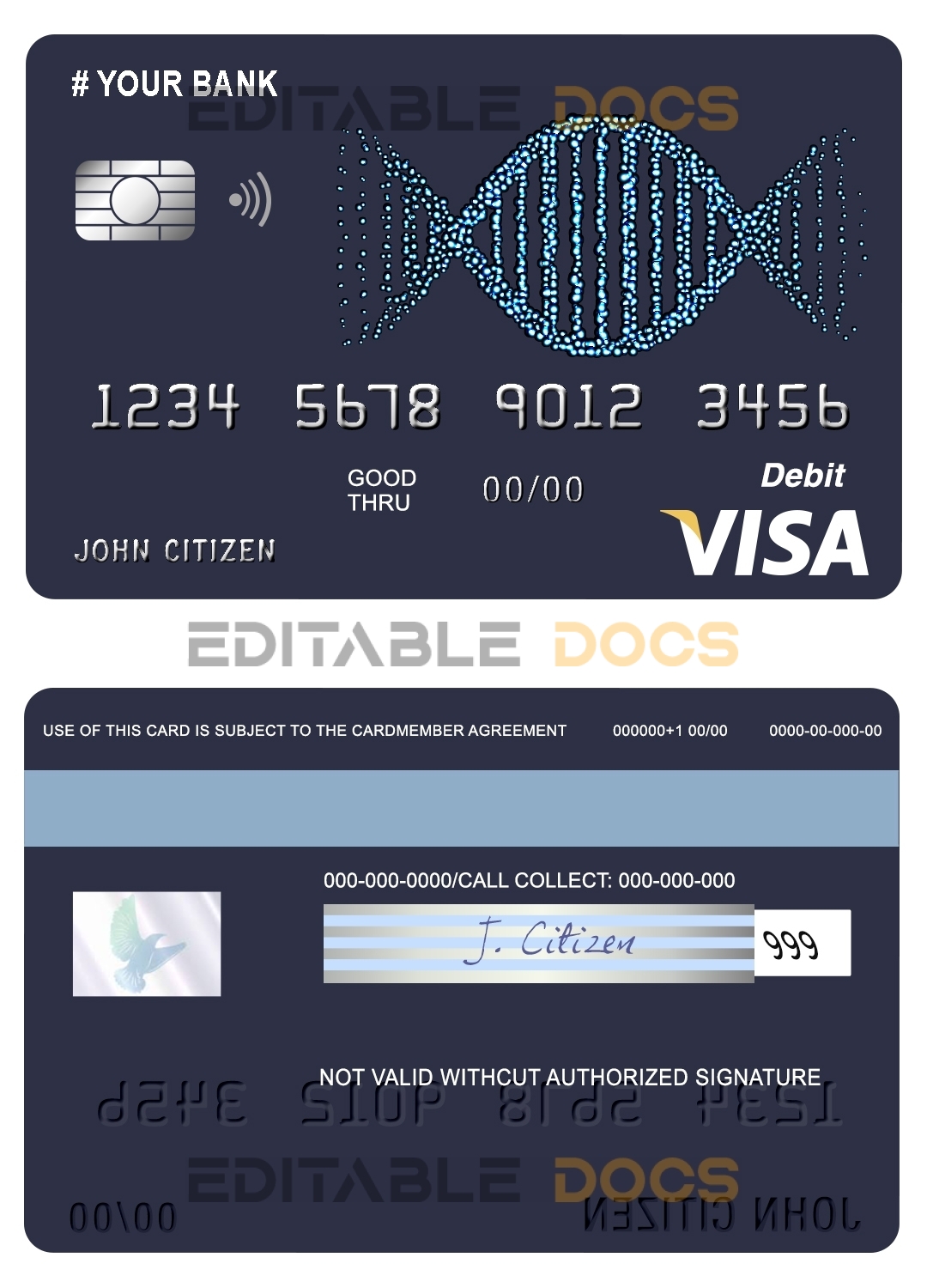 Editable vintage abstract universal visa card Templates in PSD Format