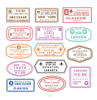 Buy Customizable Amsterdam Singapore trave l Stamp Collection | Blank Stamps Template