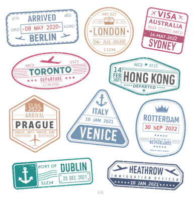 Buy Customizable Berlin Heathrow travel Stamp Collection | Blank Stamps Template