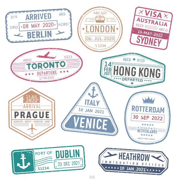 Buy Customizable Berlin Heathrow travel Stamp Collection | Blank Stamps Template