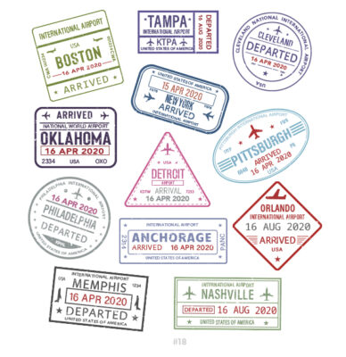 Buy Customizable Boston Nashville travel Stamp Collection | Blank Stamps Template