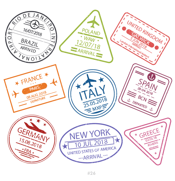 Buy Customizable Brazil Greece travel Stamp Collection | Blank Stamps Template