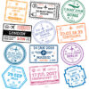 Buy Customizable Delhi Paris travel Stamp Collection | Blank Stamps Template