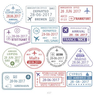 Buy Customizable Edinburgh Cyprus travel Stamp Collection | Blank Stamps Template