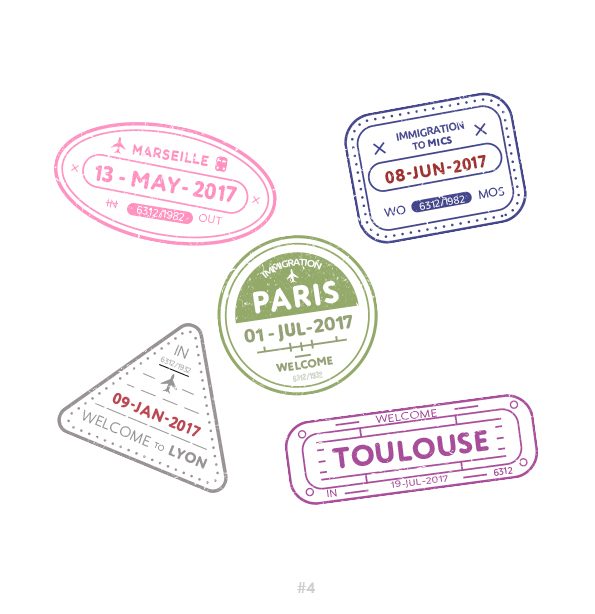 Buy Customizable France visa Stamp Collection | Blank Stamps Template