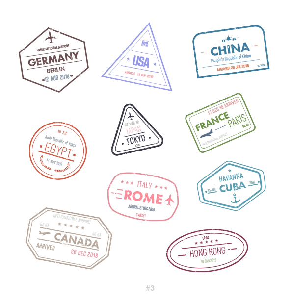 Buy Customizable Germany Hong Kong travel Stamp Collection | Blank Stamps Template