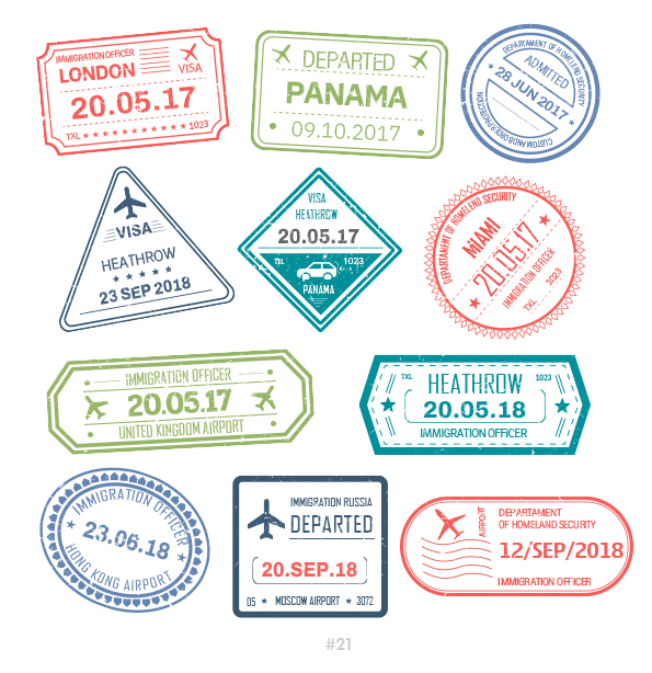 Buy Customizable London Russia travel Stamp Collection | Blank Stamps Template