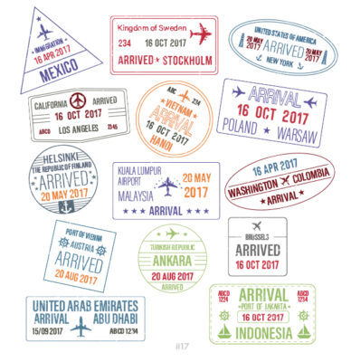 Buy Customizable Mexico Indonesia travel Stamp Collection | Blank Stamps Template