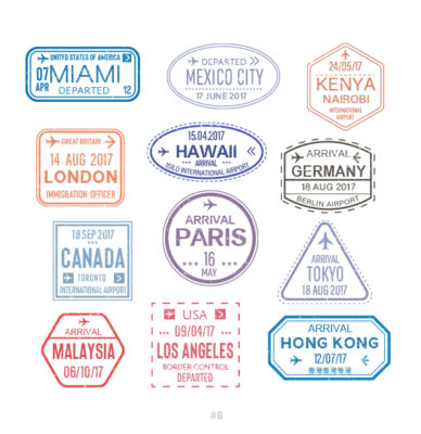 Buy Customizable Miami Hong Kong travel Stamp Collection | Blank Stamps Template