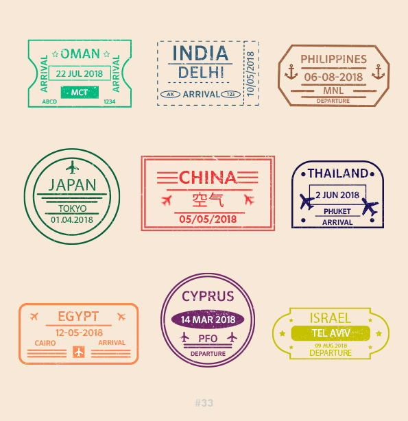 Buy Customizable N33 Oman Israel travel Stamp Collection | Blank Stamps Template