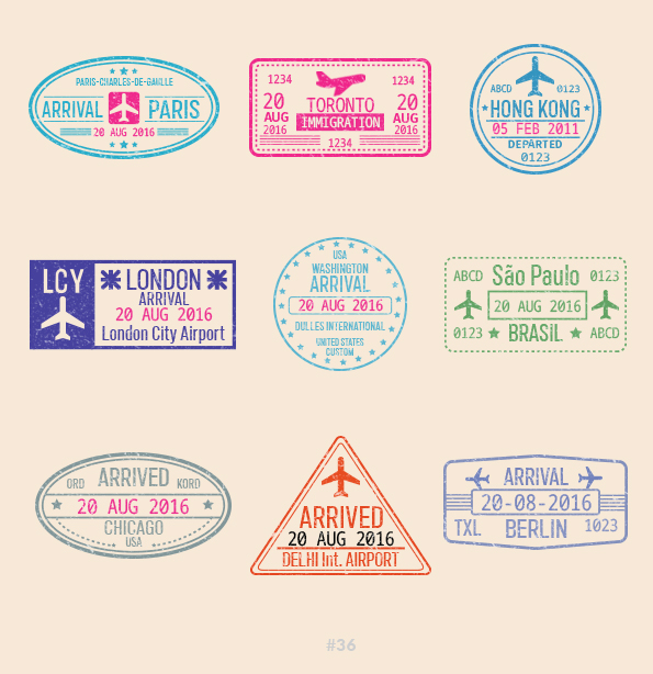 Buy Customizable N36 Paris Berlin travel Stamp Collection | Blank Stamps Template