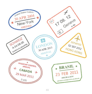 Buy Customizable New York Brasil travel Stamp Collection | Blank Stamps Template