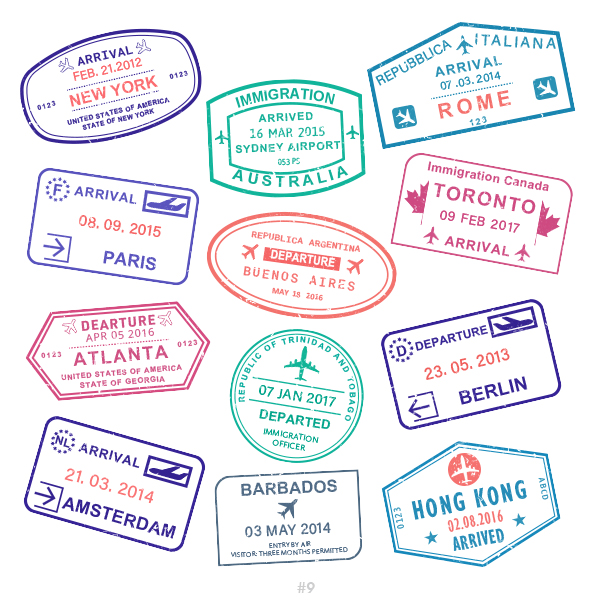 Buy Customizable New York Hong Kong travel Stamp Collection | Blank Stamps Template