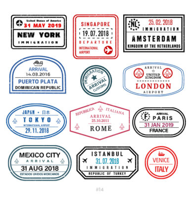 Buy Customizable New York Istanbul travel Stamp Collection | Blank Stamps Template