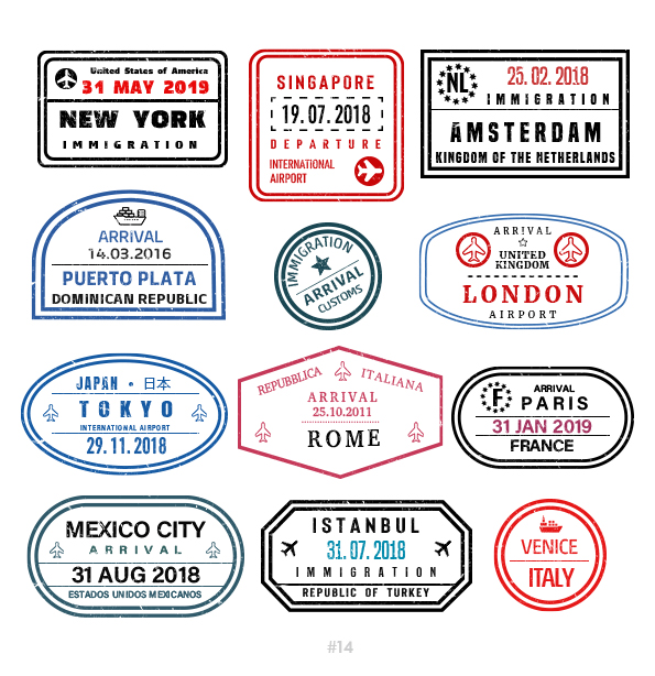 Buy Customizable New York Istanbul travel Stamp Collection | Blank Stamps Template
