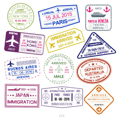 Buy Customizable New York Italy travel Stamp Collection | Blank Stamps Template