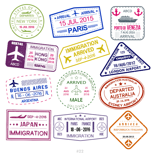 Buy Customizable New York Italy travel Stamp Collection | Blank Stamps Template